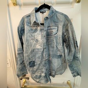 2 piece Patchwork Light Wash Denim Jacket and Skirt